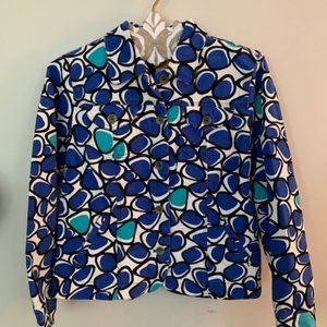 NWT: Ruby Rd. Geo Print Denim Jacket-Size 10